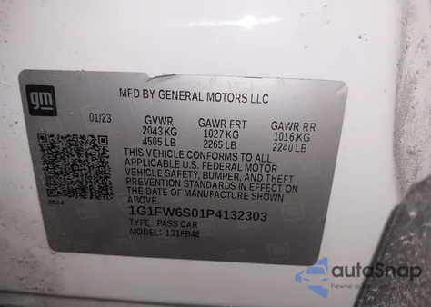 2023 Chevrolet Bolt Ev Fwd 1Lt z USA, uszkodzony, nr VIN 1G1FW6S01P4132303